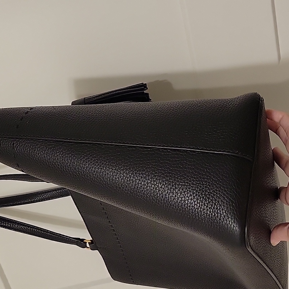 Tory Burch Black Pebbled Leather Tassel Tote - Picture 3 of 9